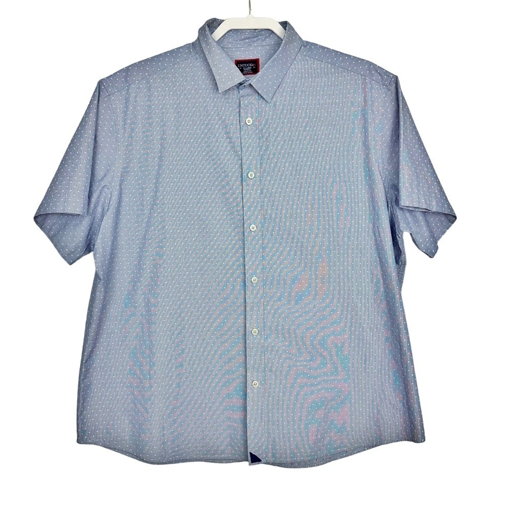 Untuckit Blue Dotted Short Sleeve Shirt